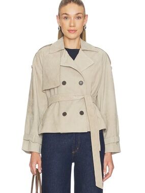 REED CROPPED SUEDE TRENCH COAT - NWT
